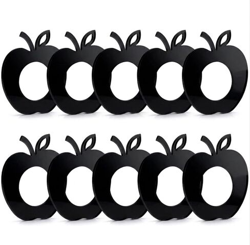 Acrylic Apple Napkin Rings, Apple Napkin Ring for Wedding Signs, Bridal Shower Party Décor, Engagement Apple Shaped Crafting Sets of 10 (Black) in Saudi Arabia