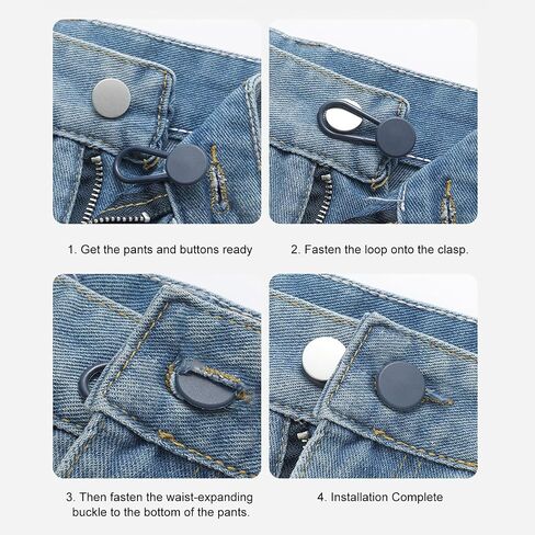 12Pcs Adjustable Waist Button Extenders – Elastic Extension Clips for Pants, Skirts & Jeans, Unisex Fit in Kuwait