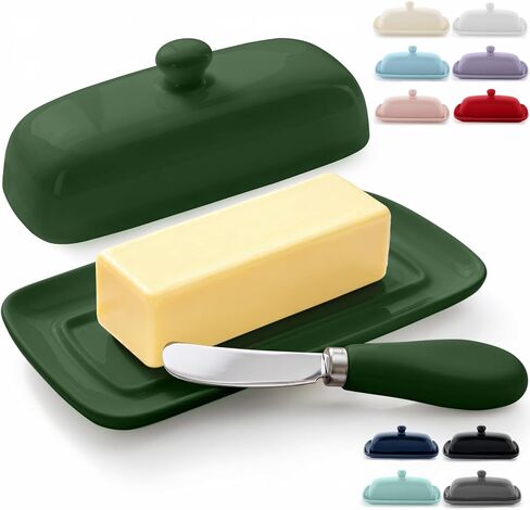 Zulay Porcelain White Butter Dish With Lid For Countertop - Classic Style Ceramic Butter Dishes With Lid & Knob Handle - Standard Butter Holder for Storing 1 Western Or Eastern Butter Stick in Kuwait