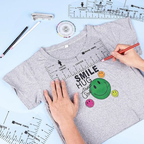 17Pcs Tshirt Ruler Guide for Vinyl Alignment, Prime Vinyl Tshirt Ruler for Cutting Machine Heat Press HTV Vinyl Center Designs, Craft Sewing Supplies and Accessories in Saudi Arabia