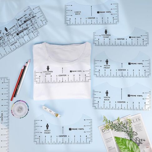 17Pcs Tshirt Ruler Guide for Vinyl Alignment, Prime Vinyl Tshirt Ruler for Cutting Machine Heat Press HTV Vinyl Center Designs, Craft Sewing Supplies and Accessories in Saudi Arabia