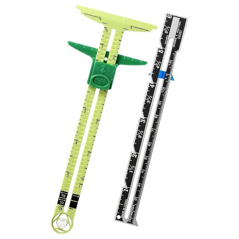 2PCS Sewing Gauge with Sliding Marker, 5-in-1 Measuring Sewing Tool, T-Shaped Fabric Ruler Sliding Gauge Hemming Ruler for Quilting Knitting Crafting, Sewing Tools for Beginners in Saudi Arabia