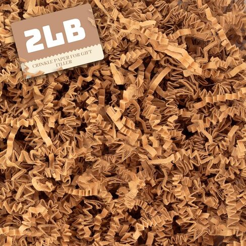 Dayacoco 2LB Crinkle Cut Paper Shred Filler,Shredded Paper For Gift Basket Filler,White Confetti,Crinkle Cut Papers For Gifts Wrapping, Basket Filling, Birthdays, Weddings, Anniversaries-Brown in Kuwait
