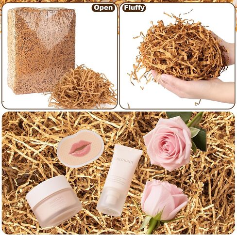Dayacoco 2LB Crinkle Cut Paper Shred Filler,Shredded Paper For Gift Basket Filler,White Confetti,Crinkle Cut Papers For Gifts Wrapping, Basket Filling, Birthdays, Weddings, Anniversaries-Brown in Kuwait