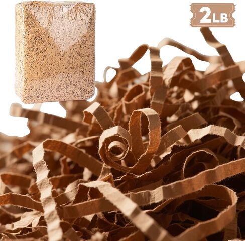 Dayacoco 2LB Crinkle Cut Paper Shred Filler,Shredded Paper For Gift Basket Filler,White Confetti,Crinkle Cut Papers For Gifts Wrapping, Basket Filling, Birthdays, Weddings, Anniversaries-Brown in Kuwait