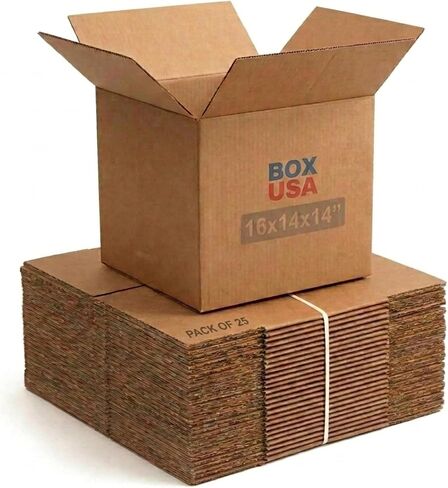 BOX USA 16 x 14 x 14 Corrugated Cardboard Boxes, Medium 16"L x 14"W x 14"H, Pack of 25 | Shipping, Packaging, Moving, Storage Box for Home or Business, Strong Wholesale Bulk Boxes in Saudi Arabia