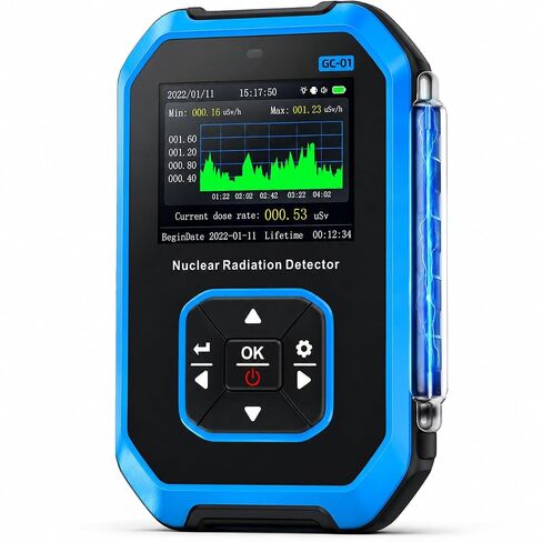 اف ان آي آر اس آي جهاز كشف الاشعاع النووي من جيجر كاونتر - مقياس جرعات مع شاشة LCD، جهاز مراقبة محمول باليد بيتا جاما بالاشعة السينية قابل لاعادة الشحن، 5 وحدات جرعات، 0.0μSv-500mSv (GC-01) in Kuwait