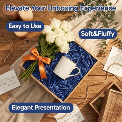Bobobag 1 LB Navy Blue Crinkle Cut Paper Shred Filler, Decorative Shredded Paper for Gift Baskets and Box Packaging, Ideal for Christmas, Halloween, Thanksgiving & Easter Holiday Gifts in Saudi Arabia