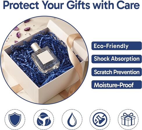 Bobobag 1 LB Navy Blue Crinkle Cut Paper Shred Filler, Decorative Shredded Paper for Gift Baskets and Box Packaging, Ideal for Christmas, Halloween, Thanksgiving & Easter Holiday Gifts in Saudi Arabia