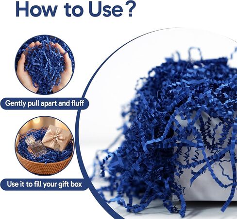 Bobobag 1 LB Navy Blue Crinkle Cut Paper Shred Filler, Decorative Shredded Paper for Gift Baskets and Box Packaging, Ideal for Christmas, Halloween, Thanksgiving & Easter Holiday Gifts in Saudi Arabia