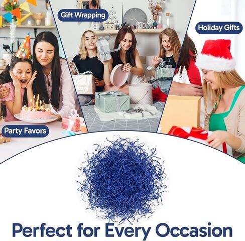 Bobobag 1 LB Navy Blue Crinkle Cut Paper Shred Filler, Decorative Shredded Paper for Gift Baskets and Box Packaging, Ideal for Christmas, Halloween, Thanksgiving & Easter Holiday Gifts in Saudi Arabia