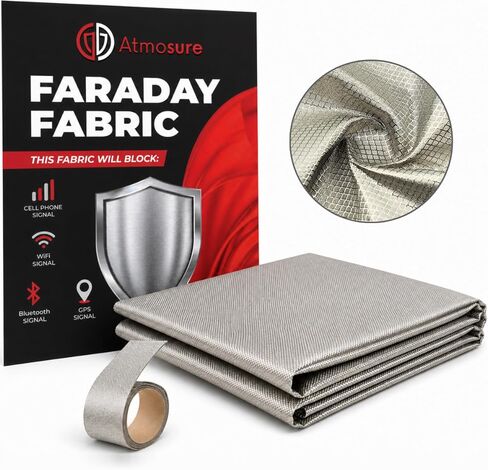 ATMOSURE Faraday Fabric + Faraday Tape — 5G & EMP Shield for Home — DIY Military Grade Faraday Cage for EMP Protection & EMF Protection — RFID Blocking Fabric EMF Shield WiFi Jammer in Kuwait