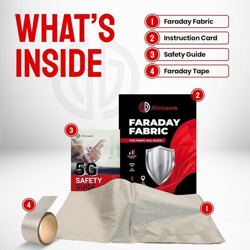 ATMOSURE Faraday Fabric + Faraday Tape — 5G & EMP Shield for Home — DIY Military Grade Faraday Cage for EMP Protection & EMF Protection — RFID Blocking Fabric EMF Shield WiFi Jammer in Kuwait