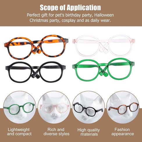 4pcs PET Cosplay Glasses, Round Plastic Sunglasses for Small Pets in Kuwait