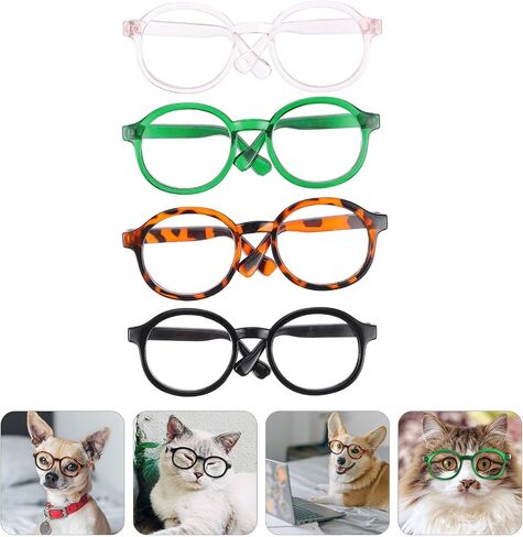 4pcs PET Cosplay Glasses, Round Plastic Sunglasses for Small Pets in Kuwait