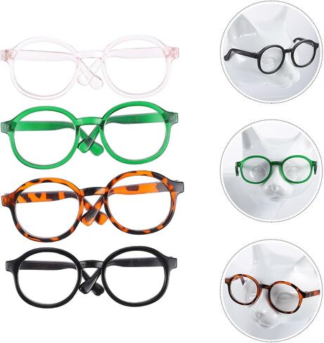 4pcs PET Cosplay Glasses, Round Plastic Sunglasses for Small Pets in Kuwait