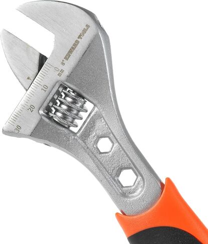 مفتاح ربط قابل للتعديل من Edward Tools Pro مقاس 8 بوصات - تصميم قابل للتعديل من الفولاذ الكربوني - قبضة Crescent Pro لزيادة الرافعة المالية - قفل العرض القابل للتعديل - مقبض مفتاح ربط in Kuwait