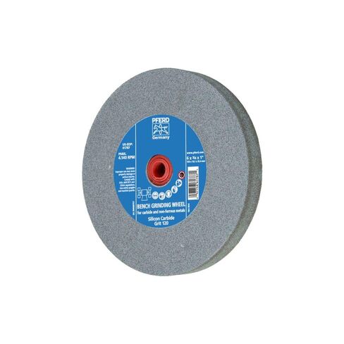 PFERD 61799 Bench Grinding Wheel, Silicon Carbide, 10" Diameter, 1" Thick, 1-1/4" Arbor Hole, 120 Grit, 2485 Maximum RPM in Kuwait