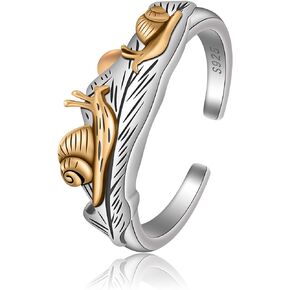 CHIC & ARTSY 925 Sterling Silver Animal Rings for Women Dainty Sea Turtle Snail Frog Finger Rings Open Adjustable Jewelry Ring