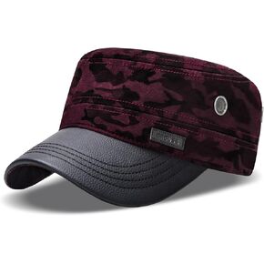 CACUSS Men's Cotton Army Cap Cadet Hat Trucker Dad Hat Military Flat Top Adjustable Vintage Baseball Cap