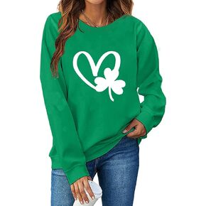 St.Patrick's Day T-Shirt for Women Shamrock Heart Leopard Print Clover Graphic Tee