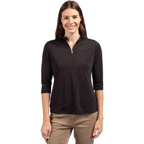 Cutter & Buck Women's Three Quarter Sleeve Virtue Eco Pique Half Zip Hoodie