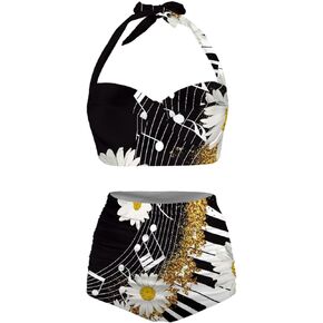 Womens Bikini Top Push Up Swimsuit Set with High Waisted Bikini Bottom Bathing Suit Two Piece