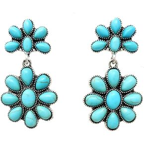 Western Squash Blossom Post Earrings Navajo (Turquoise)
