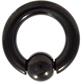 FIFTH CUE Black IP Spring Action Easy Pop Out Captive Bead Ring 316L Surgical Steel - EASY OPEN! - 00G | 0G | 2G | 4G | 6G | 8G
