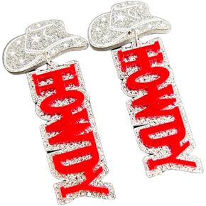 Acrylic HOWDY Earrings Western Cowgirl Acrylic HOWDY Glitter Drop Earrings Lightweight Country Concert Rodeo Disco Dangle Earrings for Women Girls Party Gifts Jewelry