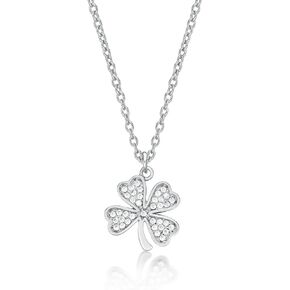 Dainty Four Leaf Clover Necklace for Women in 925 Sterling Silver, Cute Four Leaf Clover Pendant Necklace for Women and Teenage Girls in Silver, Gold or Rose Gold