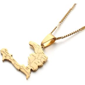 The Republic of Haiti Map Pendant Necklace Chain Port-AU-Prince Map Jewelry in Saudi Arabia