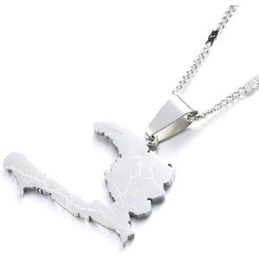 The Republic of Haiti Map Pendant Necklace Chain Port-AU-Prince Map Jewelry
