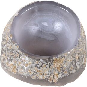 SUNYIK Polished Agate Jewelry Dish, Unique Natural Stone Bowl Jewellry Tray Decorative Collectible Trinket Ring Bracelet Necklace Coin Key Plate, Valentine's Day Gift