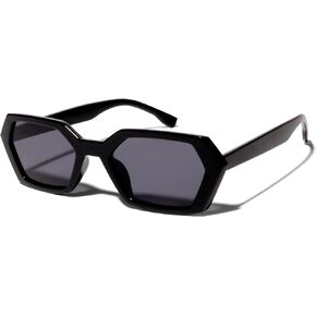 ShadyVEU Slim Thick Frame Geometric Hex Modern Fashion Chic Designer Frame Womens Sunglasses