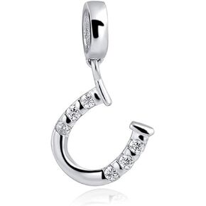 Bolenvi 925 Sterling Crystal Horseshoe Dangle Charm Beads Pendants For Charms Bracelets & Necklace