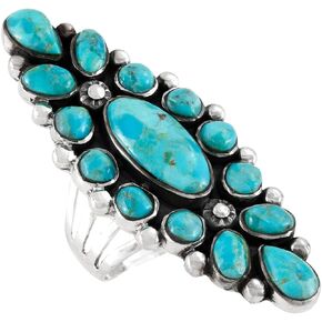 Turquoise Ring Sterling Silver 925 Genuine Gemstones Size 6 to 11