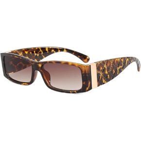 Rectangle Retro Sunglasses for Women Men,90s Vintage Square Trendy Y2K Small Sun Glasses