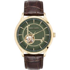 Vince Camuto Men's Automatic Movement Croco-Grain Leather Strap Watch, VC/1160
