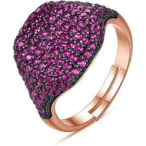Crystal Done Ring | Jet Black with Cubic Zirconia Cluster Ring | Adjustable ring | Jewelry for women girls