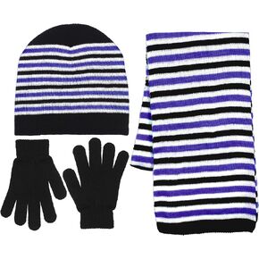 Girls 3 Piece Knit Hat, Scarf & Gloves Set in 6 Colors a Winter Accessories for Girls