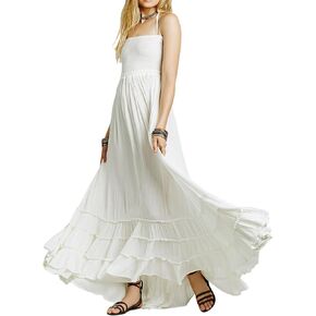 UAURORAO Women Summer Cutout Blackless Maxi Dress Spaaghetti Low Cut Flowy Long Dress Bodycon Ruffle Tired Sun Dress