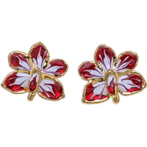 NOVICA Artisan Handmade 24k Gold Plated Natural Orchid Earrings Flower Leaf Button Statement Thailand Floral 'Timeless Dancer'