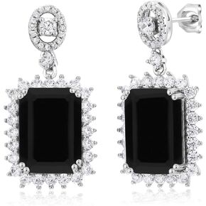 Gem Stone King 925 Sterling Silver Black Onyx Dangle Earrings For Women (10.60 Cttw, Gemstone December Birthstone, Octagon 14X10MM)