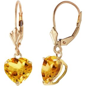 Galaxy Gold GG 14k Yellow Gold Heart-shaped Citrine Dangle Earrings
