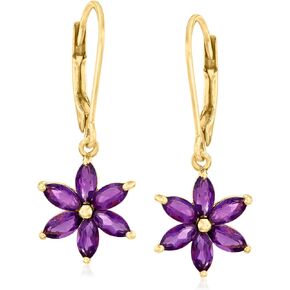 Ross-Simons 1.60 ct. t.w. Amethyst Flower Drop Earrings in 18kt Gold Over Sterling