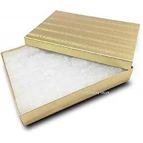 6 Pack Cotton Filled Gold Foil Jewelry Necklace Bracelets Watch Choker Gift Retail Size 8 1/8" x 5 1/2" x 1 3/8" Inch - by R J Displays