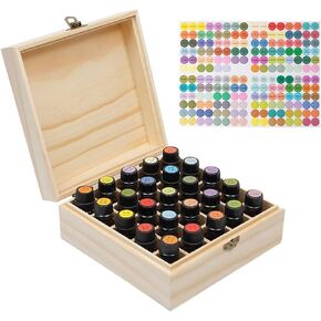 Essential Oil Box, Wooden Storage Container Holds 25 Bottles, Multi-Tray Organizer #ob01