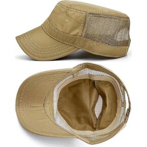 Hidden Pocket Cadet Army Hat Quick Dry Military Flat Top Baseball Dad Sun Cap Mesh Back