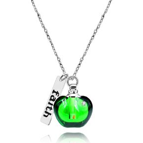 Uloveido Stainless Steel Faith Pendant Necklace with Mustard Seed in Apple Shape Openable Bottle Case Charms Christian Necklaces Y786